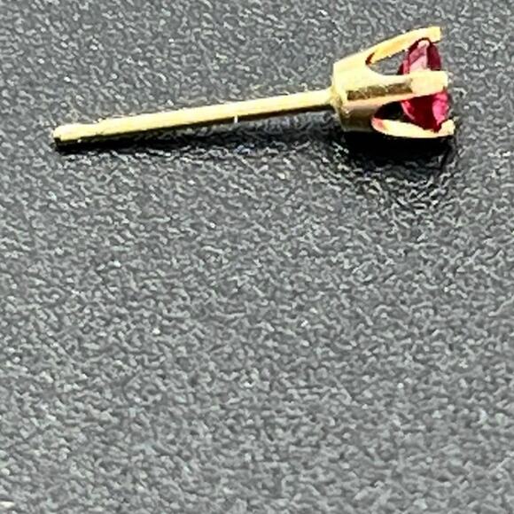 14K Yellow Gold Natural Ruby 3mm Round 0.25 TCW Posts Genuine Stud Earrings - Picture 7 of 9